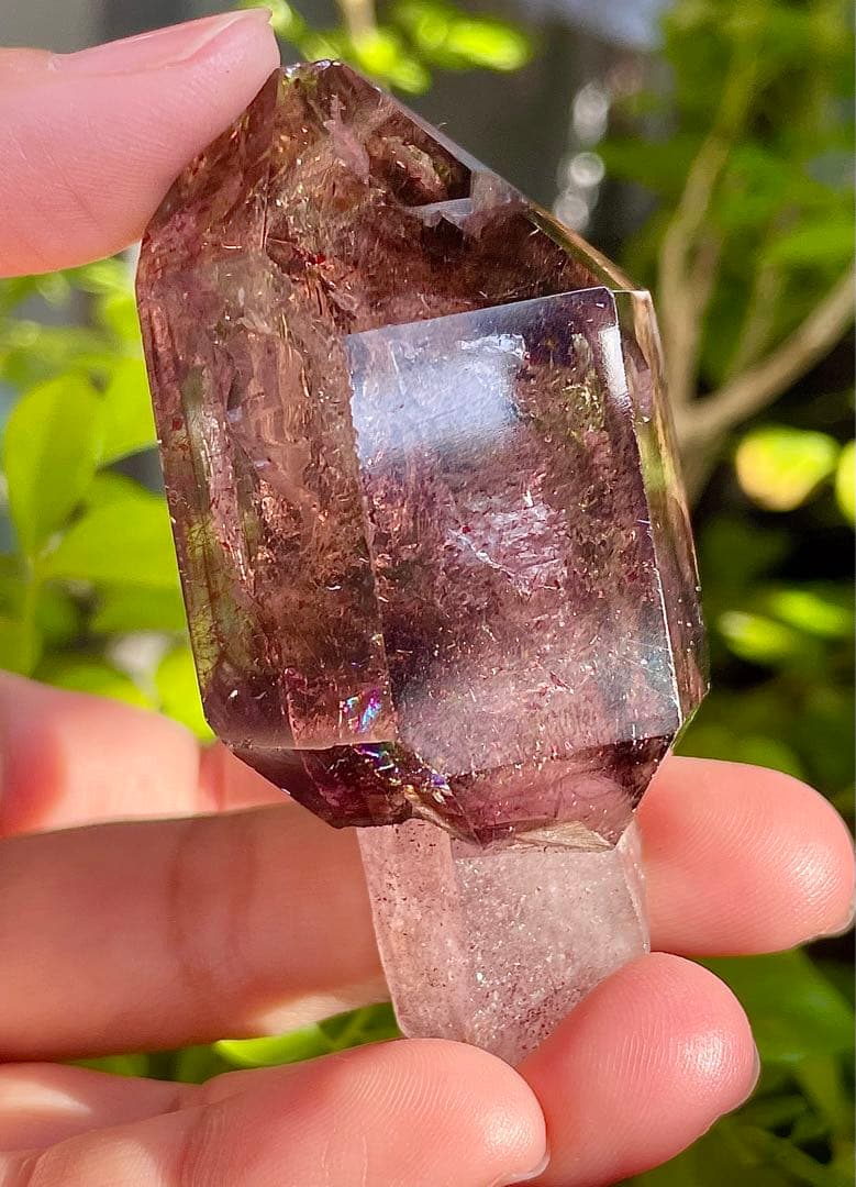 虹入り！アメジストスーパーセブン 骸骨水晶　アメジストエレスチャル　原石　天然石