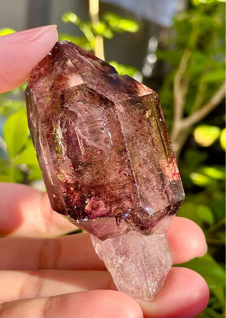 虹入り！アメジストスーパーセブン 骸骨水晶　アメジストエレスチャル　原石　天然石