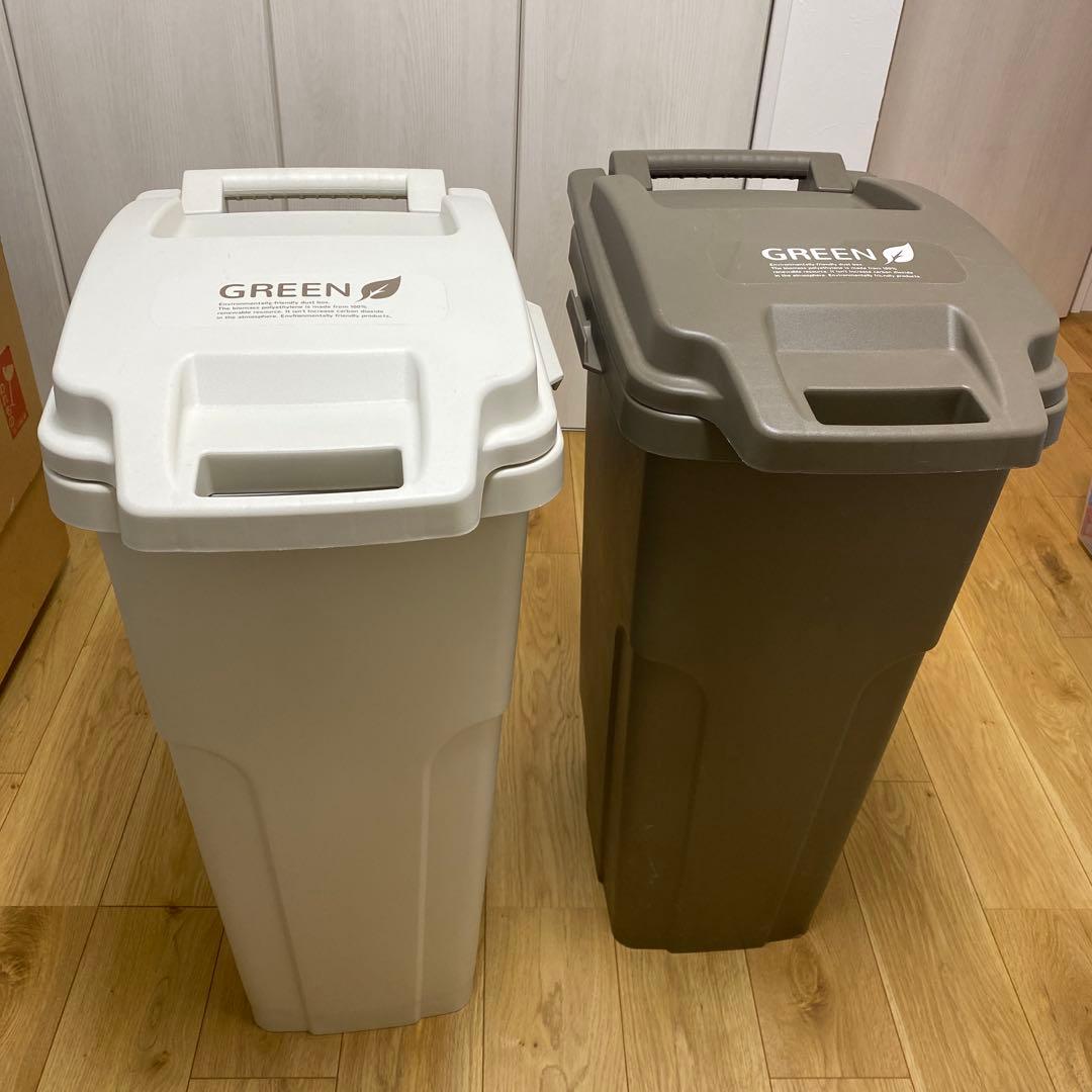 RISU 植物由来キャスターペール70C2(外ゴミ箱)ホワイト・カーキ