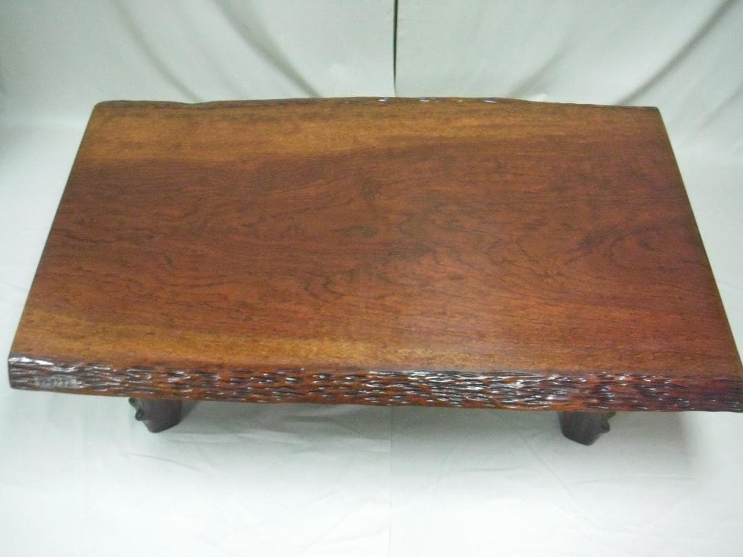 「新古品」座卓・本漆塗りブビンガ総無垢材・本漆塗り