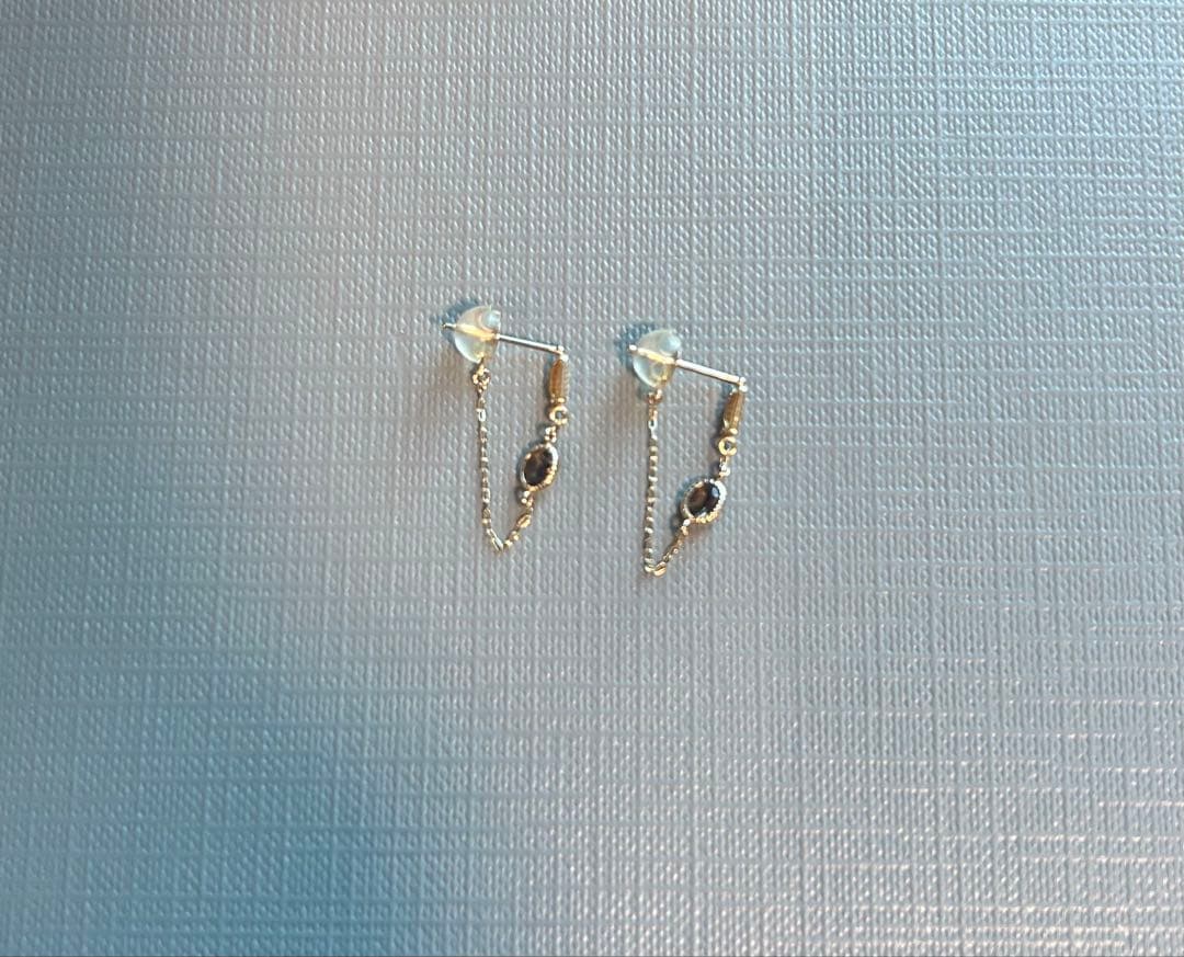 K10YGピアス バイカラーチェーンフープピアス