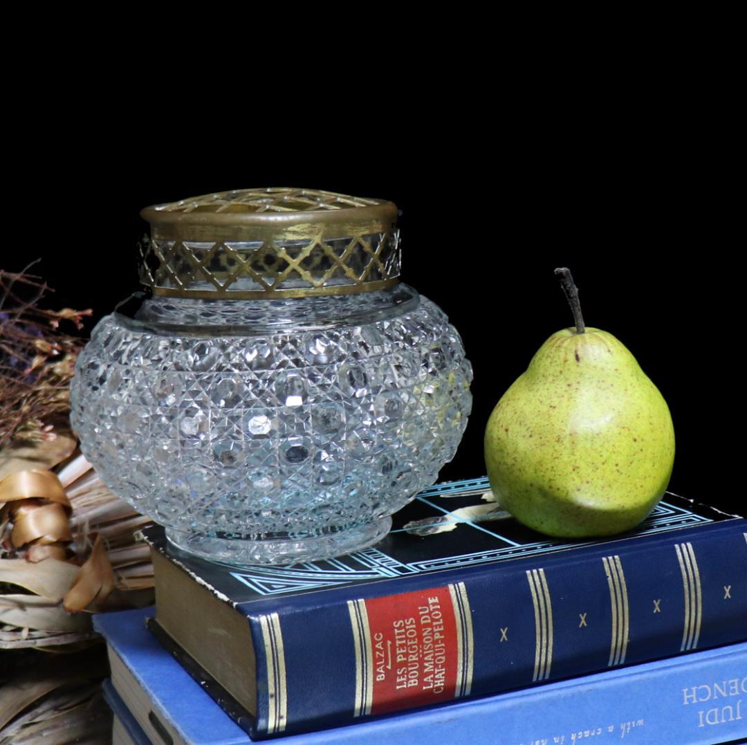 オールド・バカラ 激レア ブロンズ蓋付き 大型 キャンディボックス ディアマン