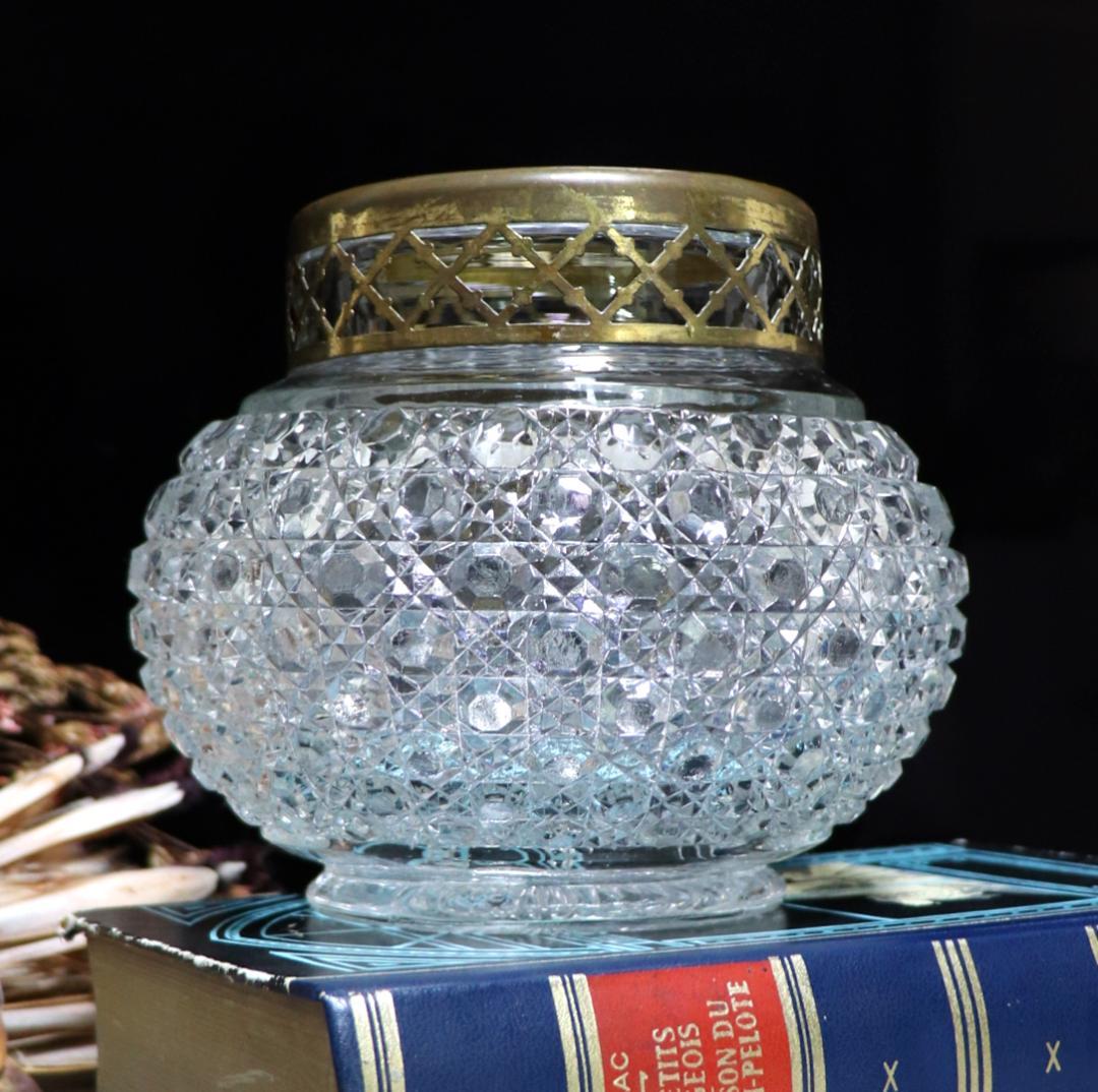 オールド・バカラ 激レア ブロンズ蓋付き 大型 キャンディボックス ディアマン