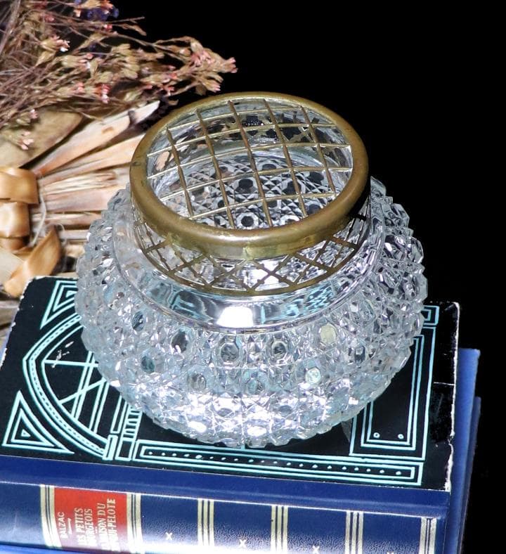オールド・バカラ 激レア ブロンズ蓋付き 大型 キャンディボックス ディアマン