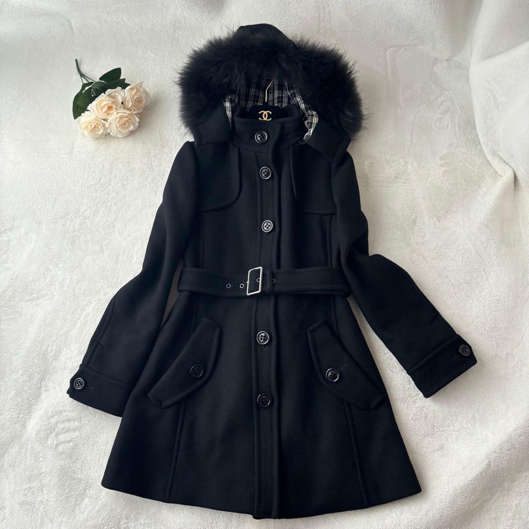 【専用】バーバリーブルーレーベル アンゴラウールコート ラクーンファー フード