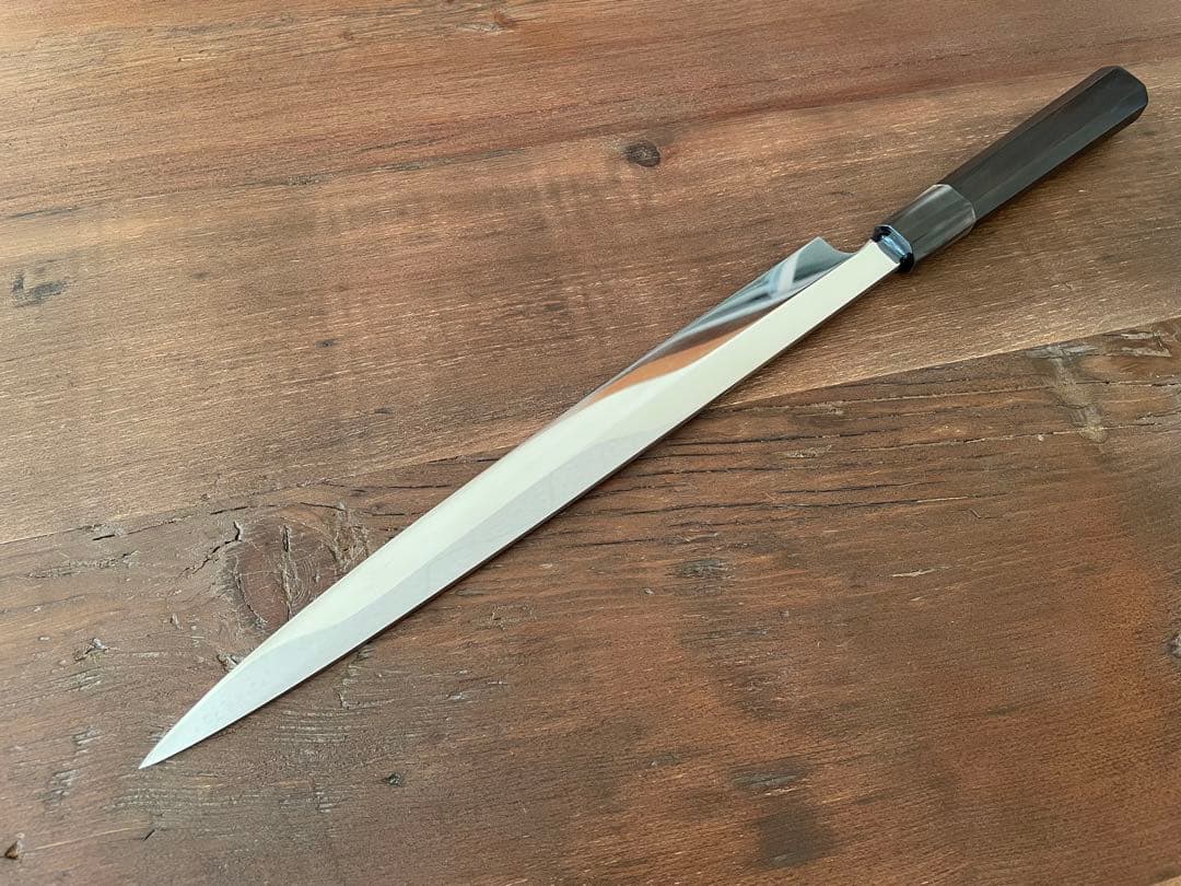 沖芝正國 柳刃 三本杉 水焼本焼尺寸五分