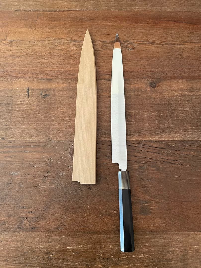 沖芝正國 柳刃 三本杉 水焼本焼尺寸五分