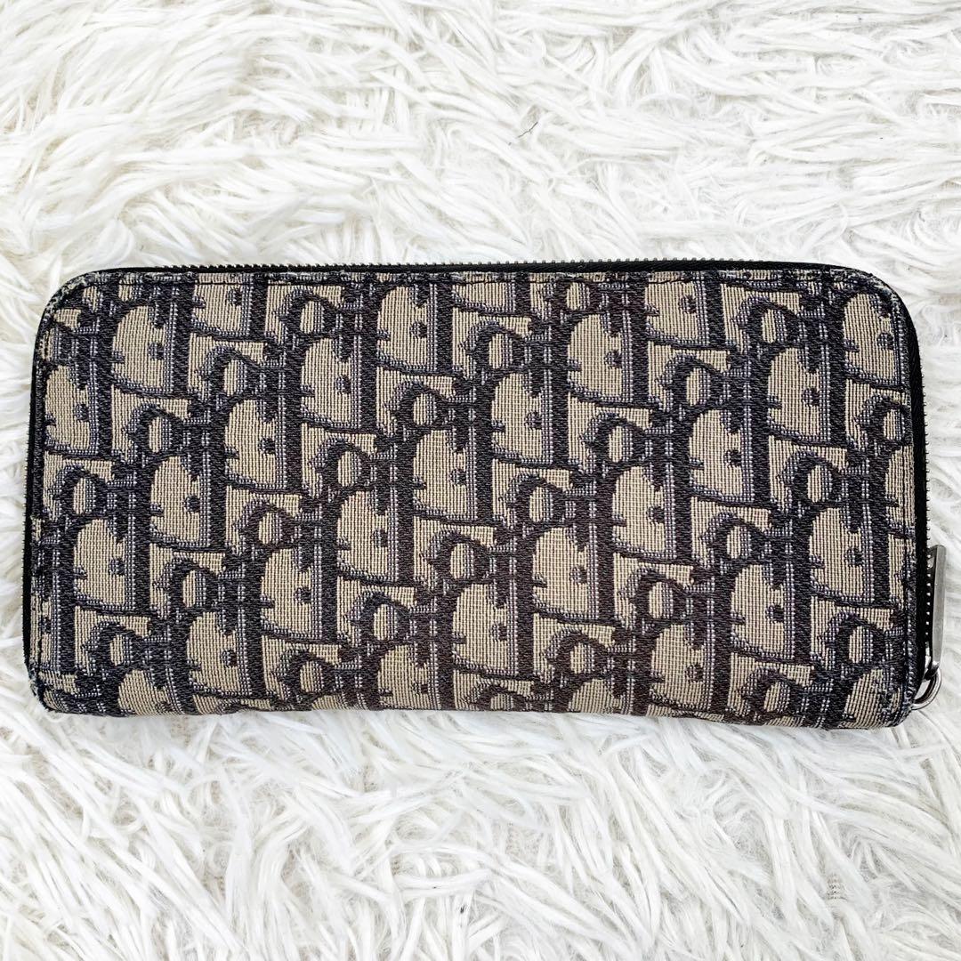 【✨美品✨】ディオール オブリーク ジャガード ラウンドジップウォレット
