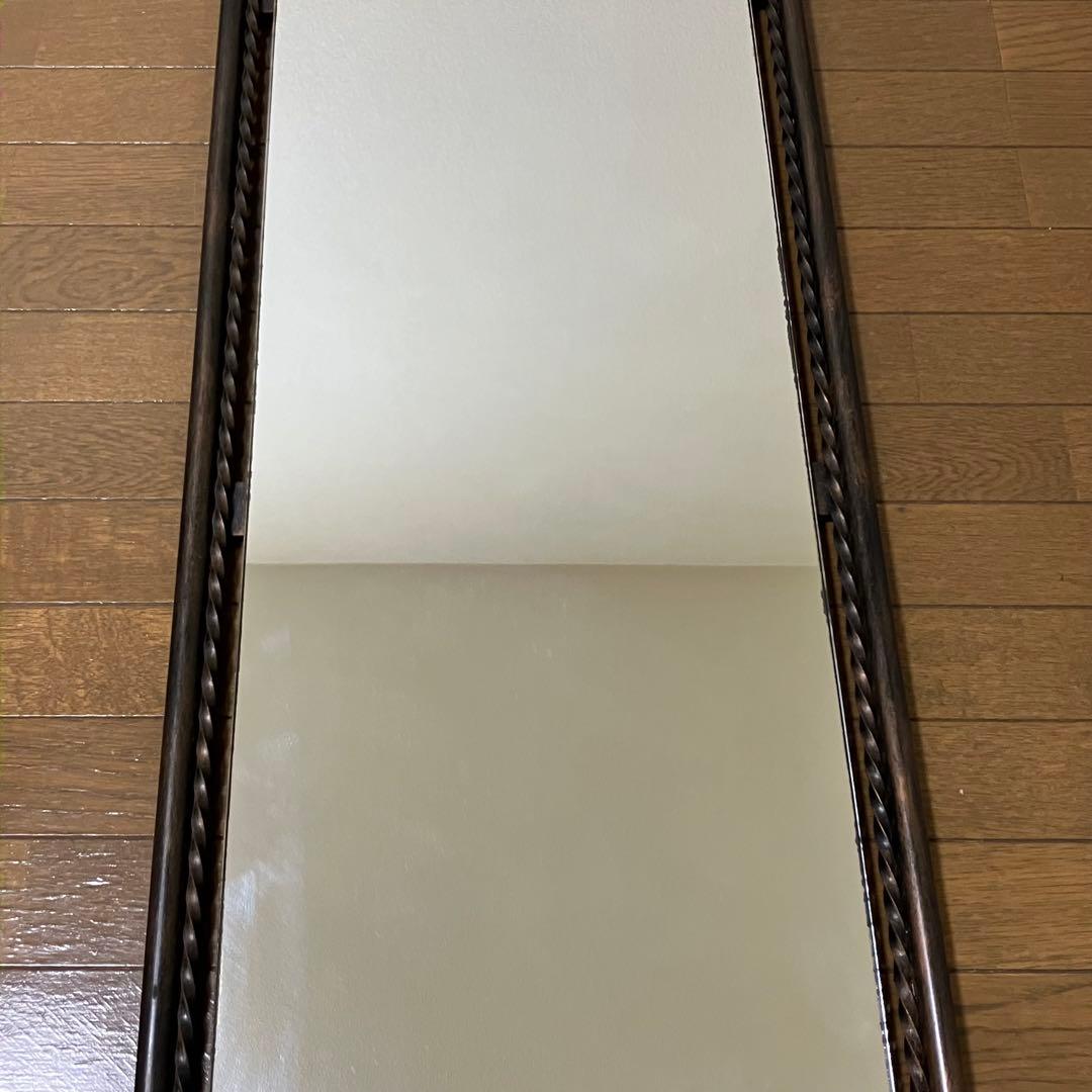 薔薇のアンティークミラー・フラワーデコレーションミラー・鏡・レトロアイアンミラー