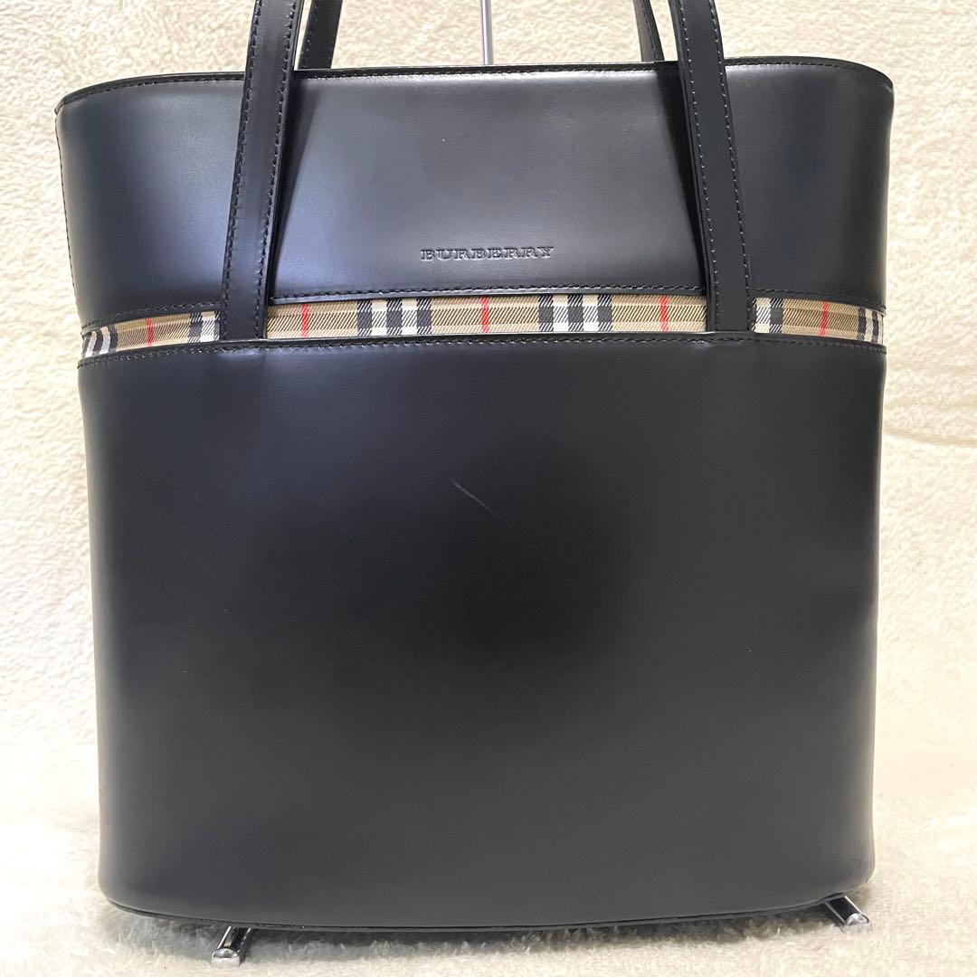 【美品】 バーバリー トートバッグ ノバチェック 肩掛け 冠婚葬祭 レザー
