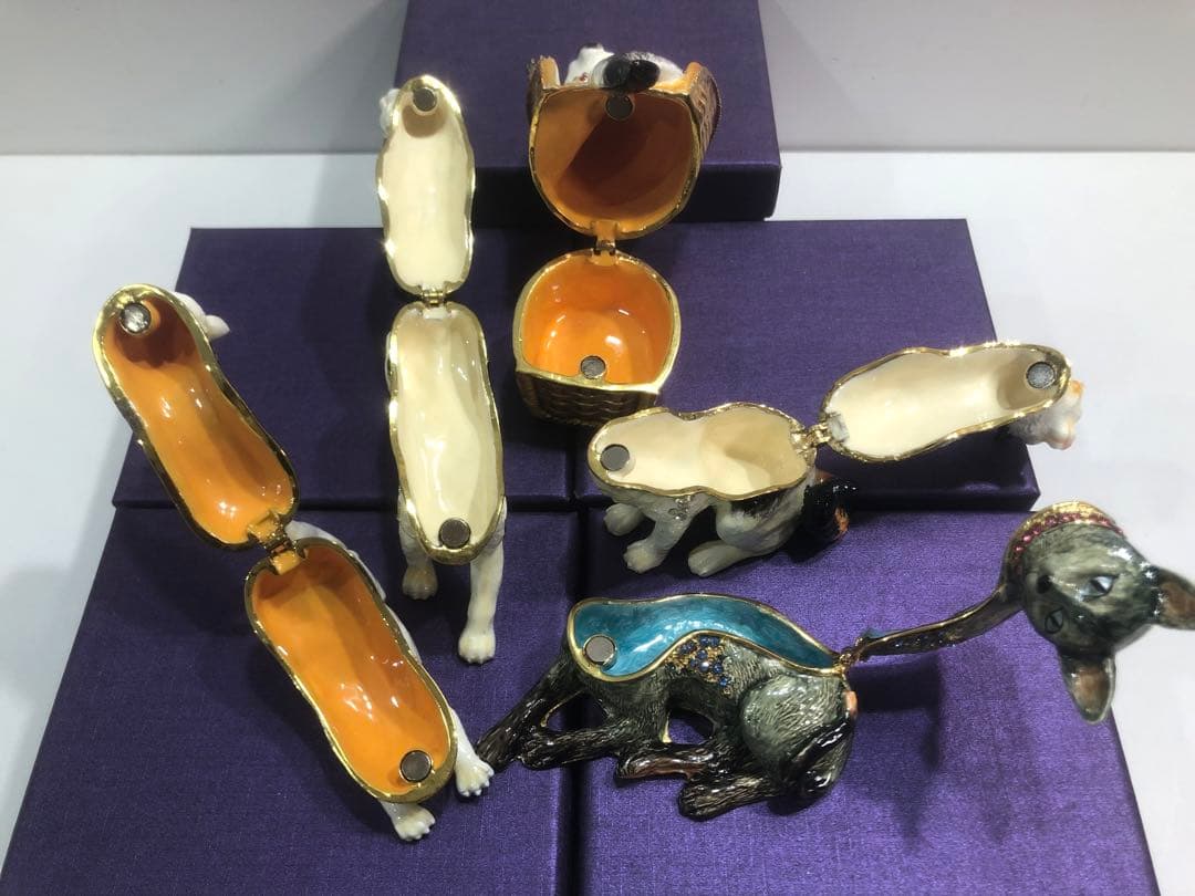 エナメル ジュエリーボックス 装飾 小物入れ 猫ちゃん 5点セット