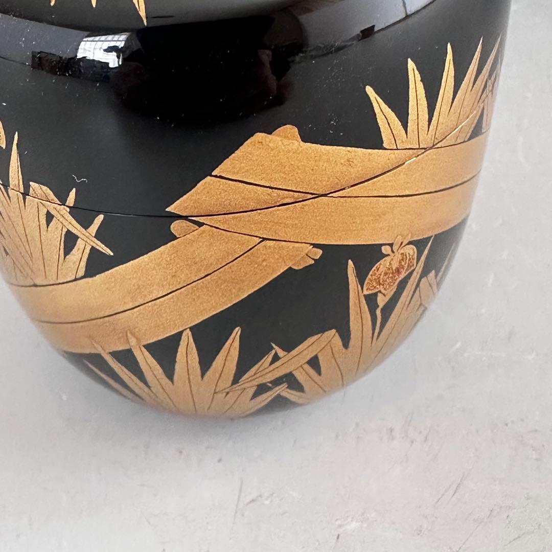 茶道具　八ツ橋蒔絵　大棗　堀川蒼雲　共箱　漆芸　薄茶器　杜若　燕子花