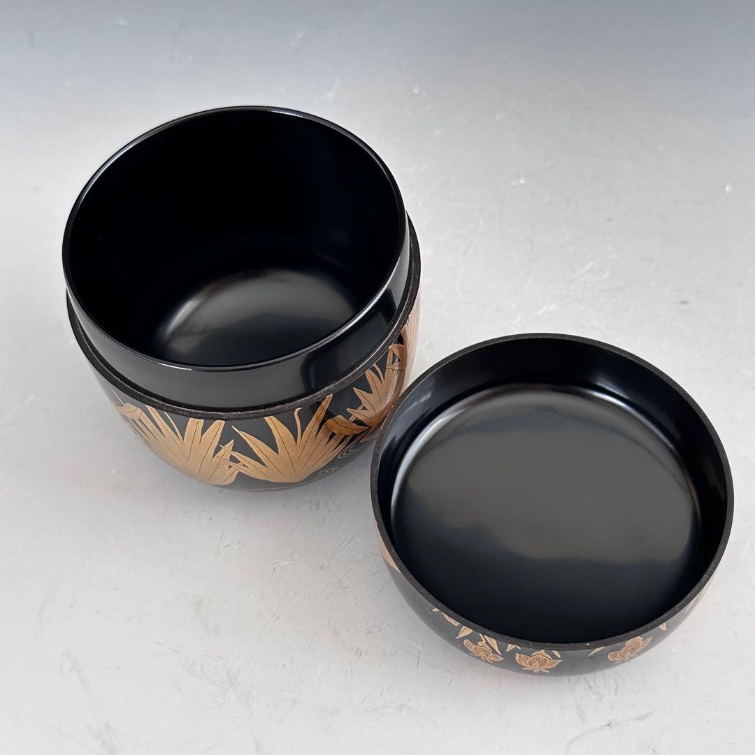 茶道具　八ツ橋蒔絵　大棗　堀川蒼雲　共箱　漆芸　薄茶器　杜若　燕子花