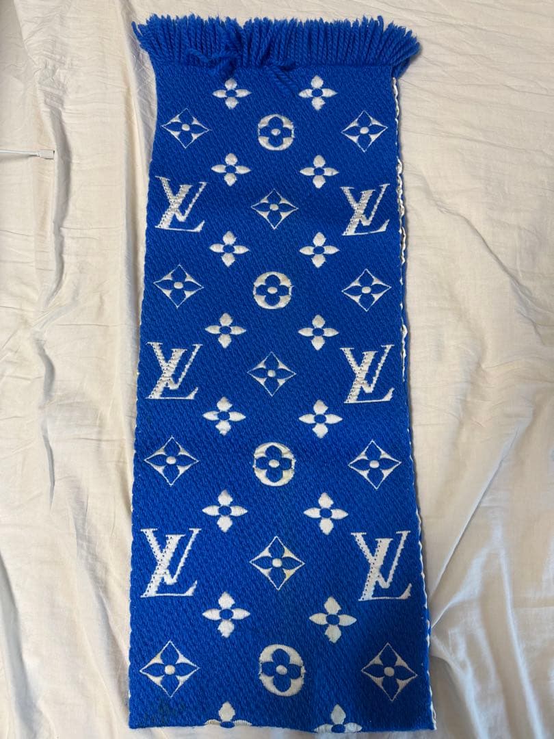 ルイヴィトン ロゴマニア マフラー ブルー
