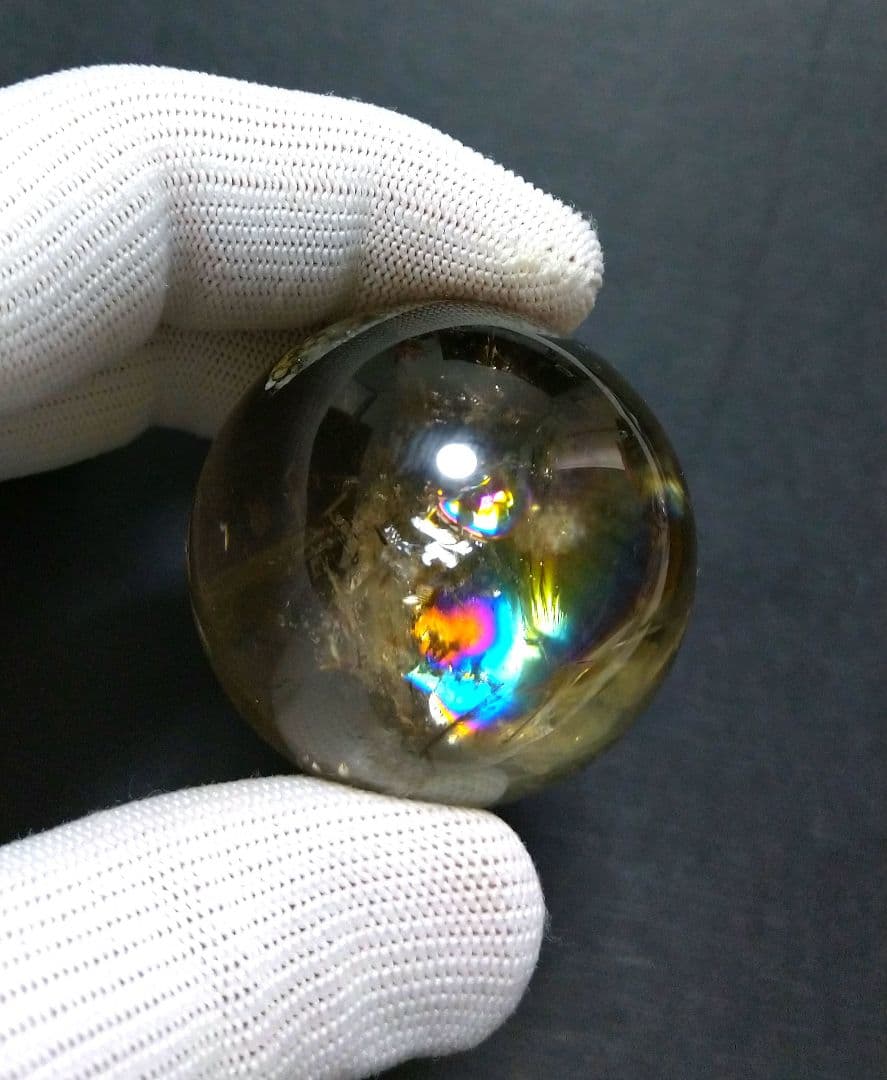 専用【美品,珍品】天然アイリスブラックシトリン　スフィア　丸玉　置物　原石