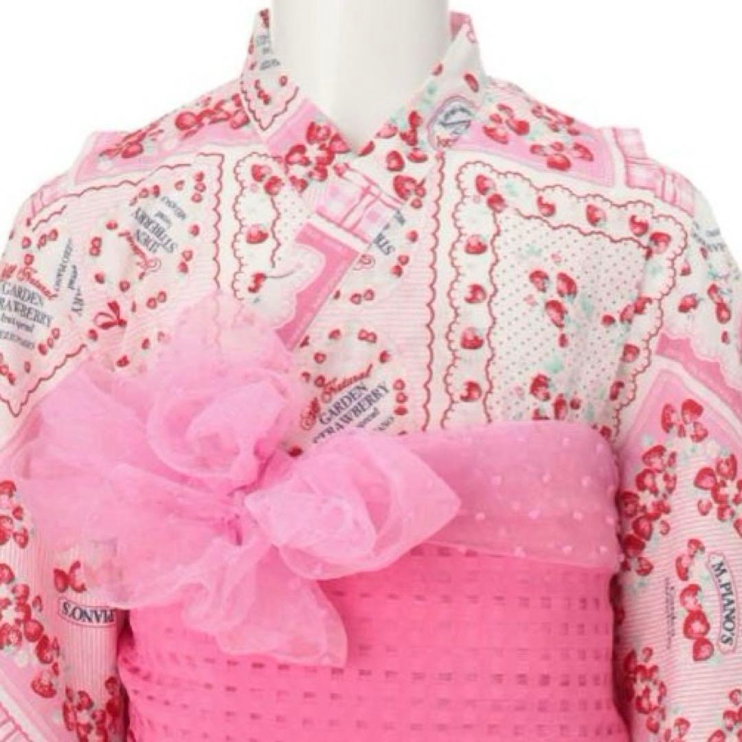 メゾピアノ いちごハンカチ柄　浴衣　110