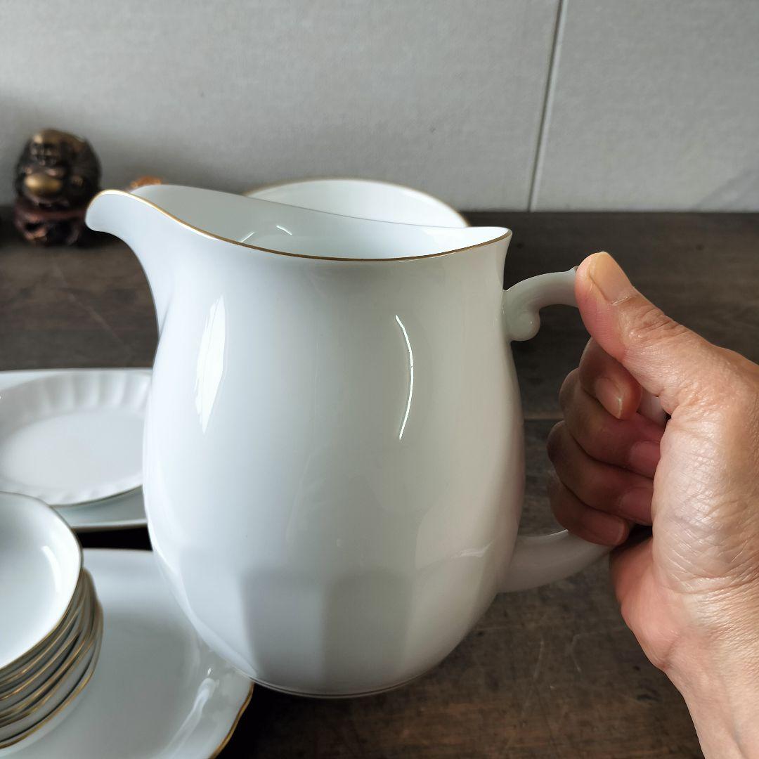 三菱石油　非売品記念品　大倉陶園　ピッチャー　小皿　ボウル鉢　オーバル長皿　金彩