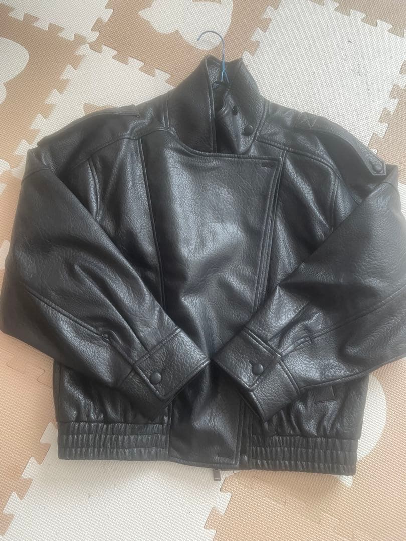 ZARA似 フェイクレザージャケット Sアウター ブラック YSL似