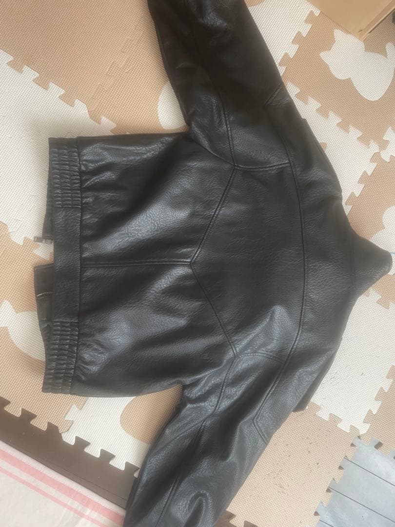 ZARA似 フェイクレザージャケット Sアウター ブラック YSL似