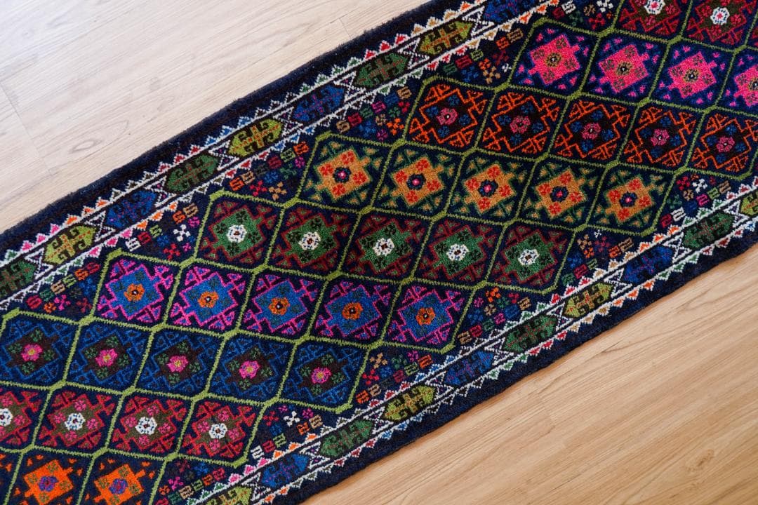 231×55cm　 アフガニスタン手織り絨毯 ランナー トライバルラグ