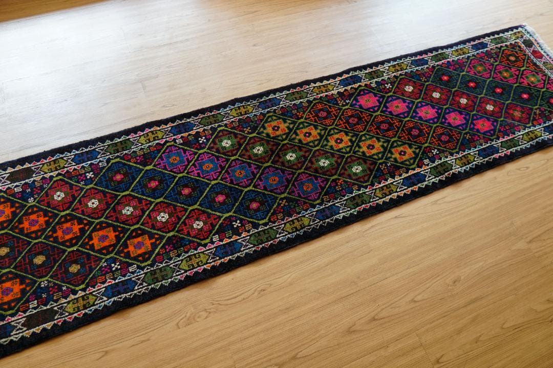 231×55cm　 アフガニスタン手織り絨毯 ランナー トライバルラグ