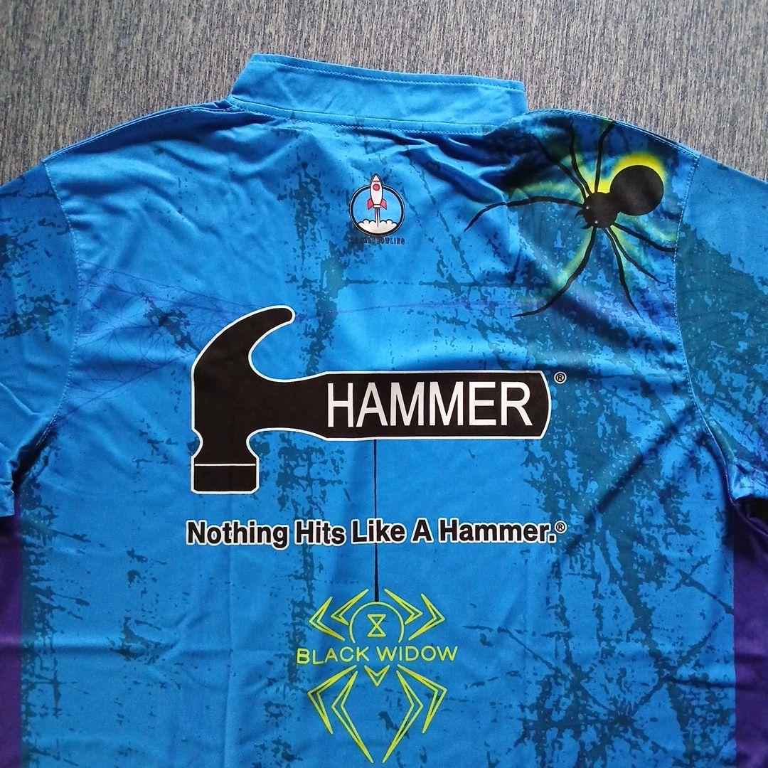 ✨新品✨ボウリングウェア　日本サイズ2XL　ブラックウィドー　ハンマー　ブルー