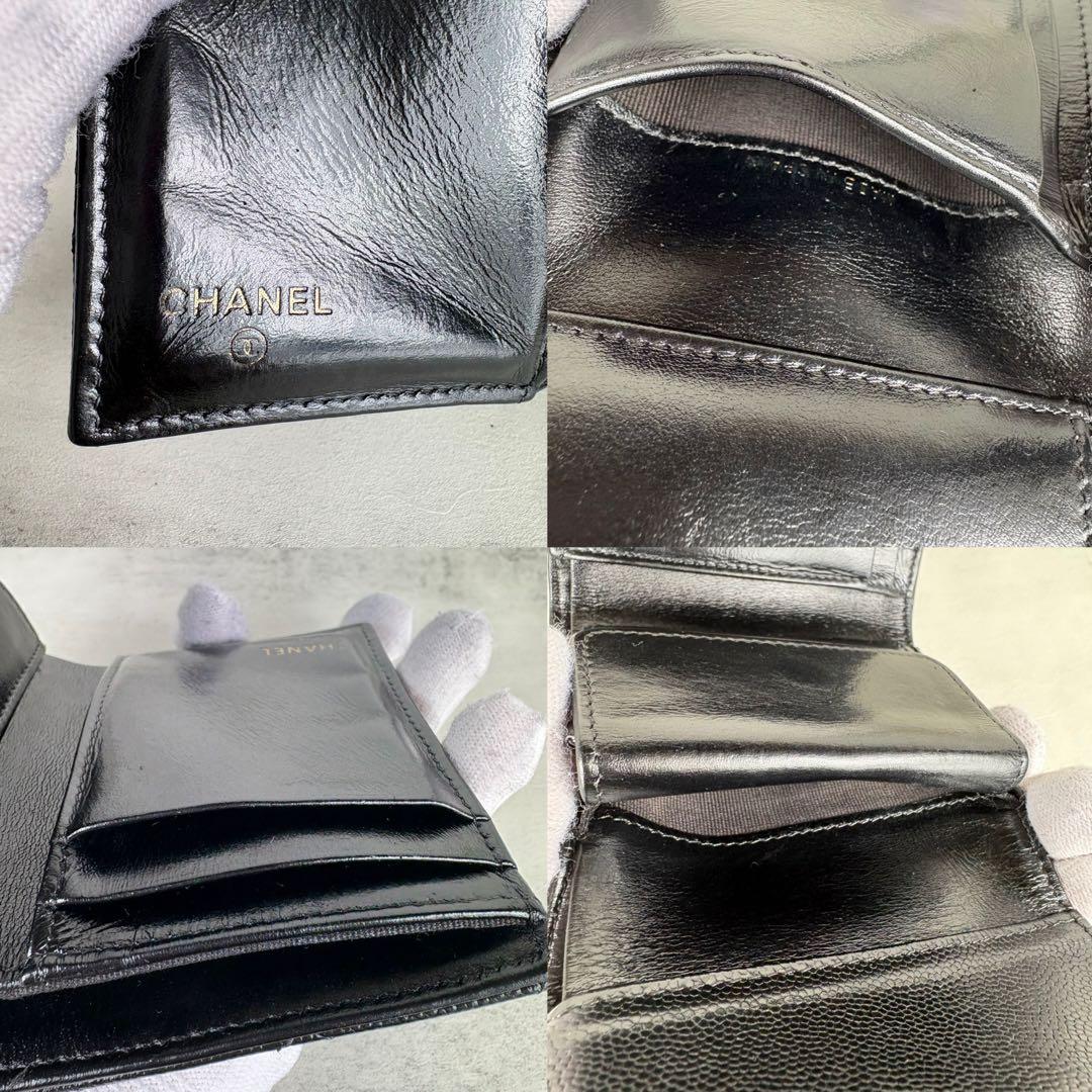CHANEL マトラッセ　キャビアスキン　三つ折り　財布　ケース