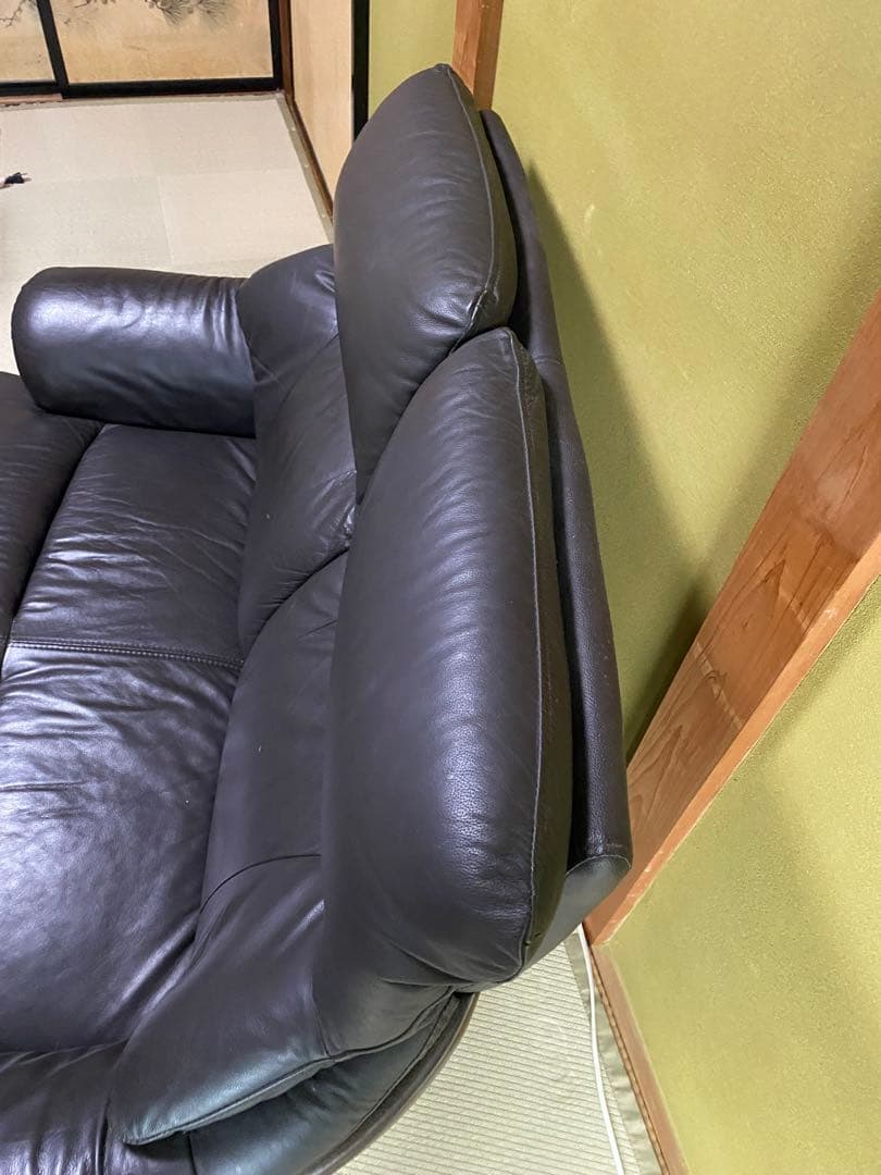 黒 レザー 2人掛けソファ　ニトリ