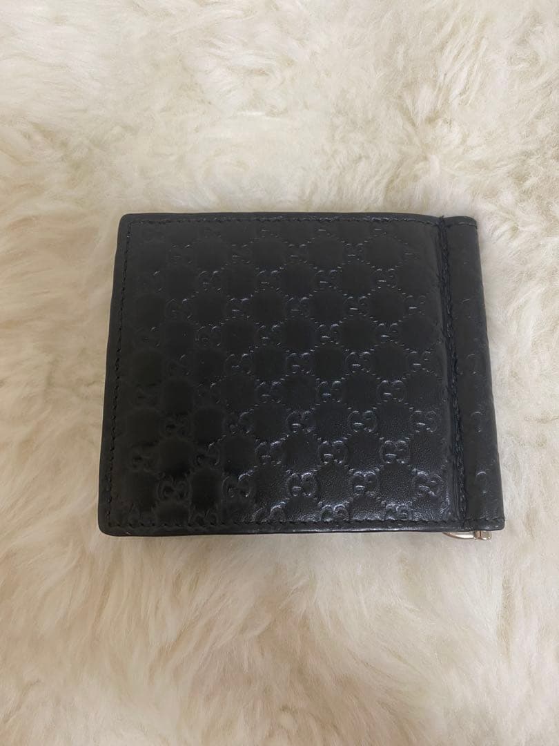 グッチ　GUCCI マネークリップ　マイクロシマ　GG 札入れ　レザー　ブラック