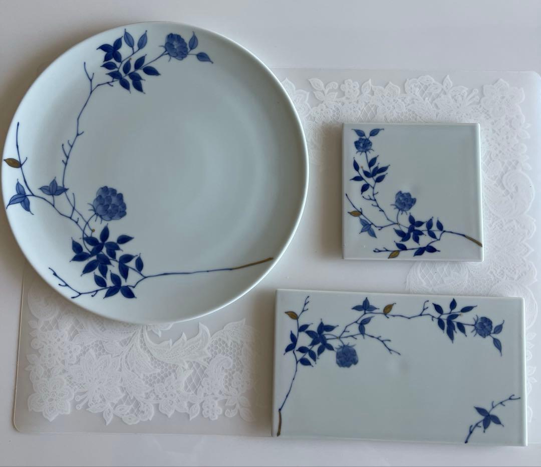 有田焼　福珠窯　金彩バラ絵　皿　３枚セット　 未使用品