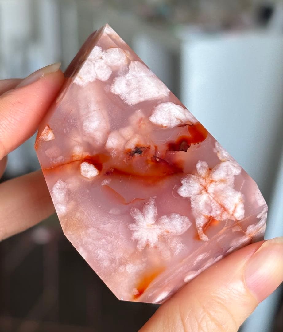 レア　高品質　カーネリアン桜瑪瑙　大きめフリーフォーム