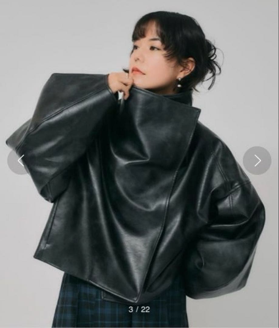 led.tokyo ハイネックショートレザージャケット