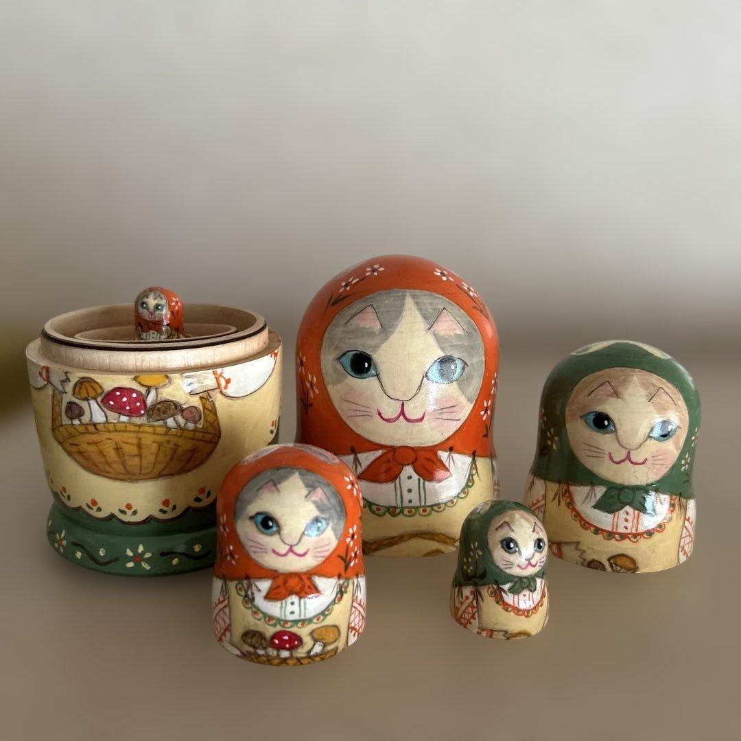 【きのこ狩り 】ねこのマトリョーシカ