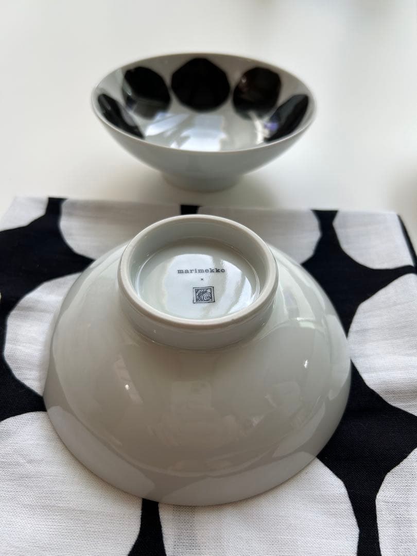 マリメッコ　茶碗　手ぬぐい　未使用品　新宿伊勢丹限定コラボ　福泉窯　希少　レア