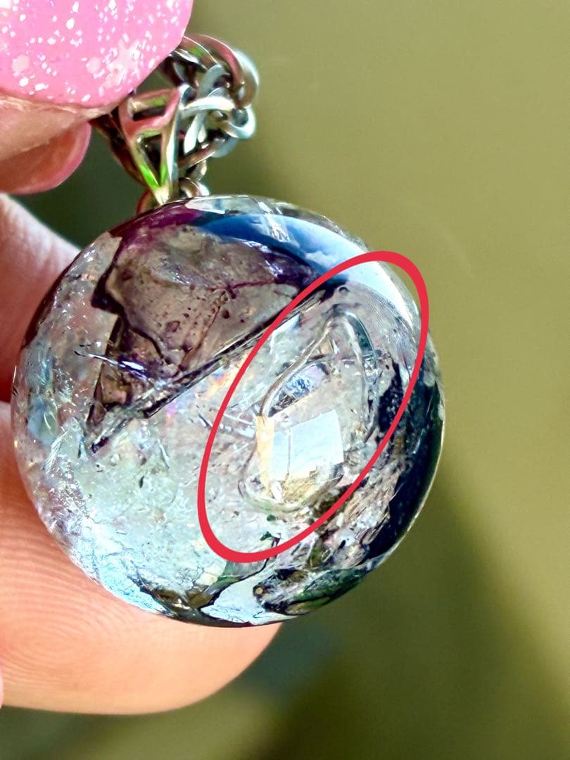 高品質5A大きくはっきりたぷたぷ✨ヒマラヤエレスチャル水入り水晶ペントップ925