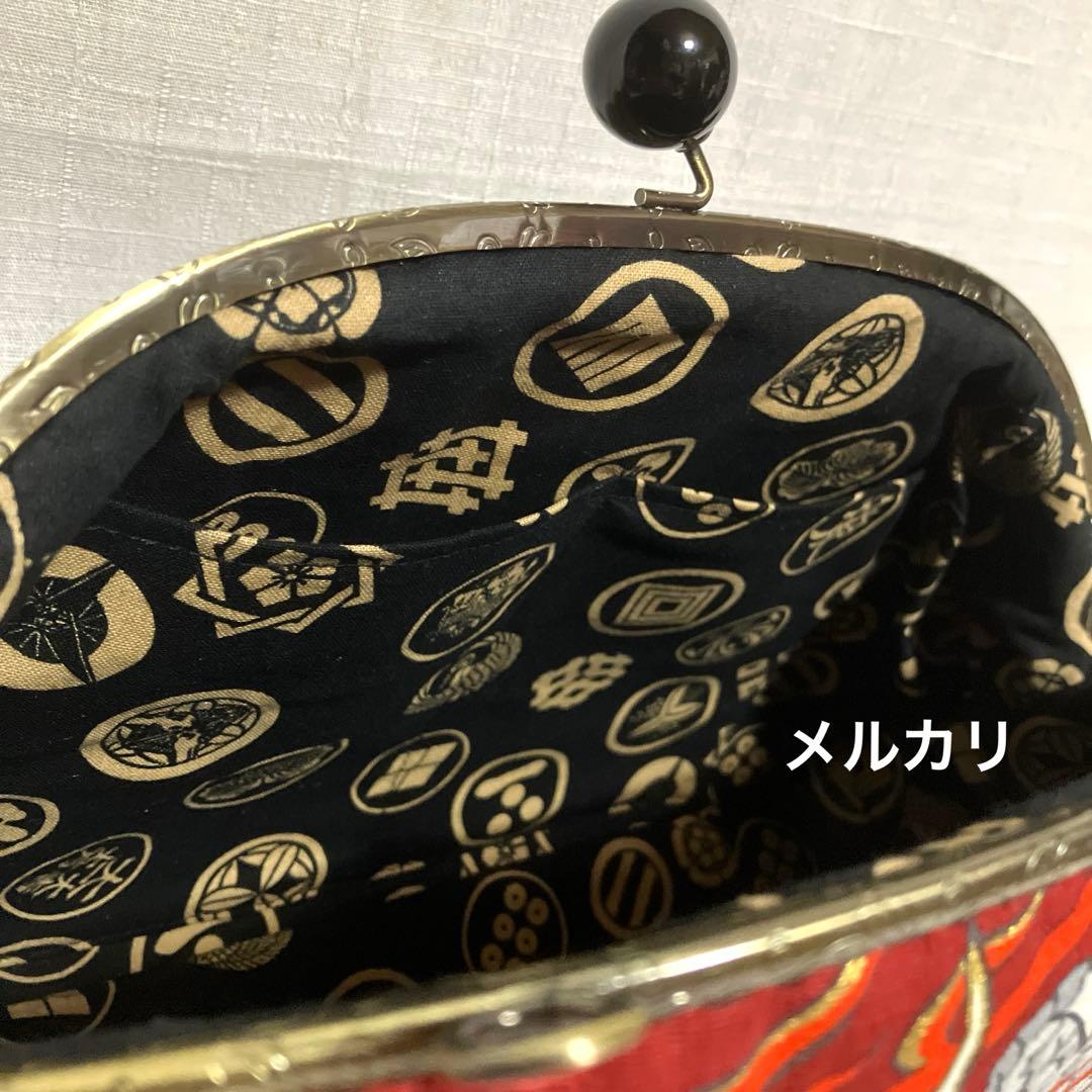 龍柄　がま口バッグ　ハンドメイド　和柄　ショルダーバッグ