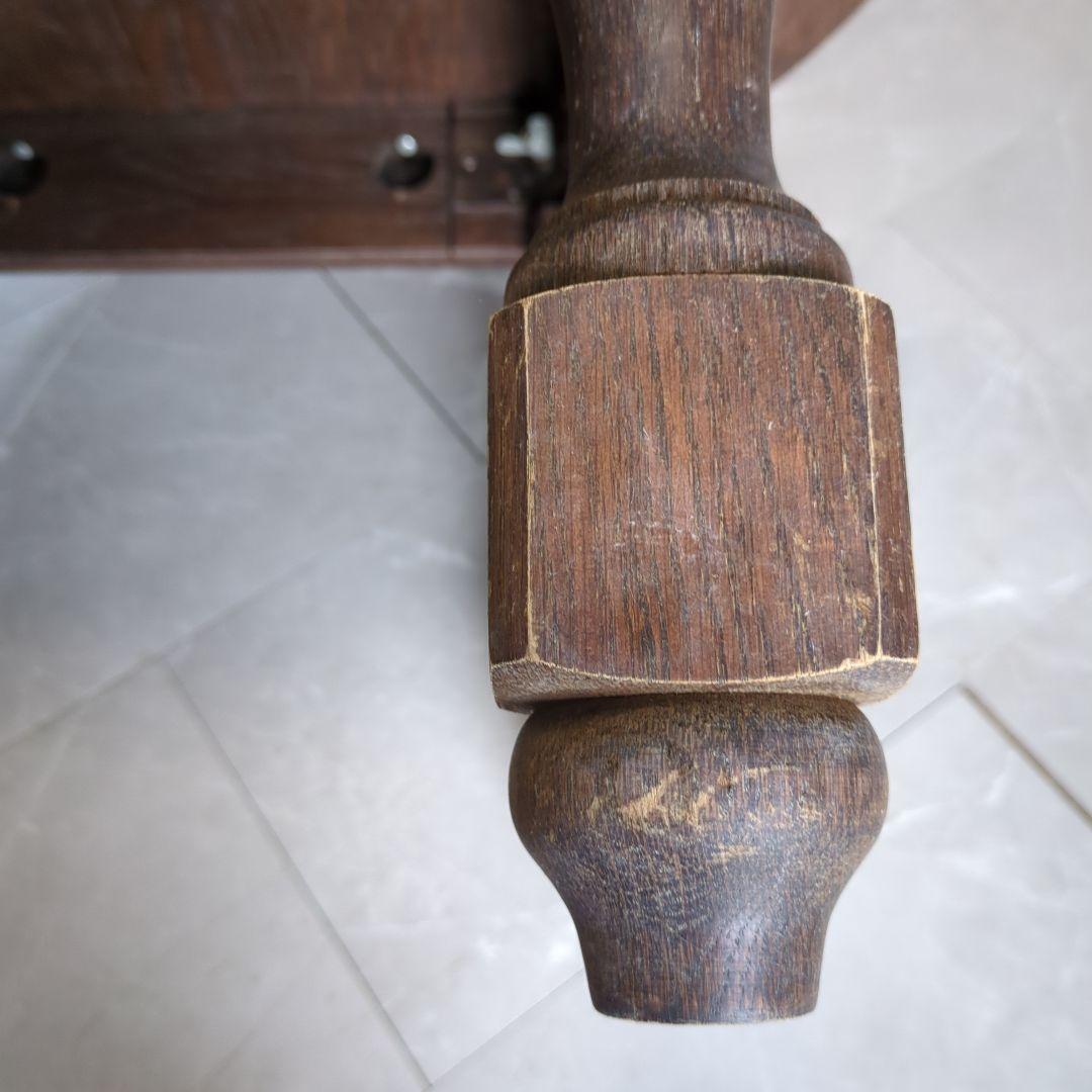 アンティークフランスダークブラウン楕円形木製座卓