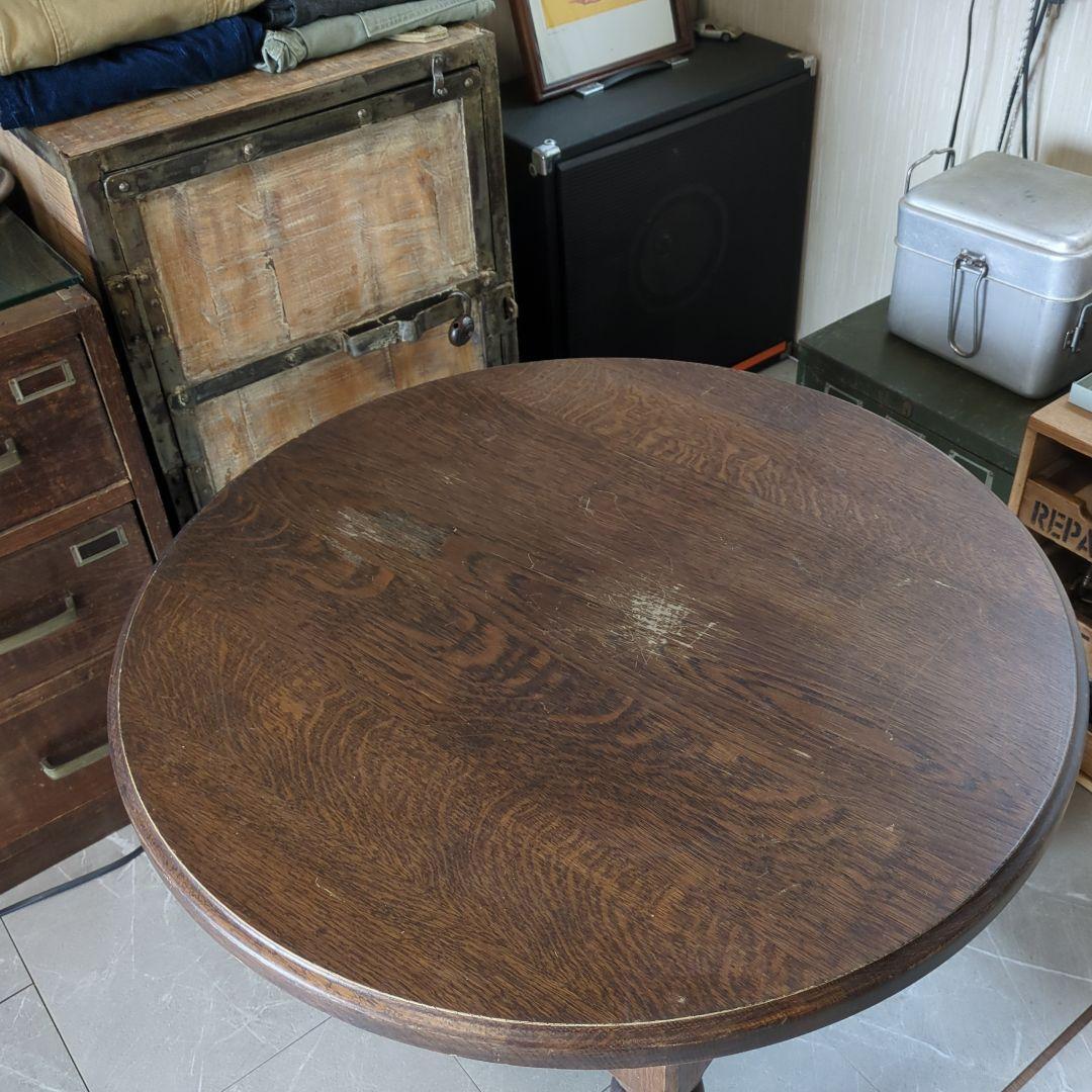 アンティークフランスダークブラウン楕円形木製座卓