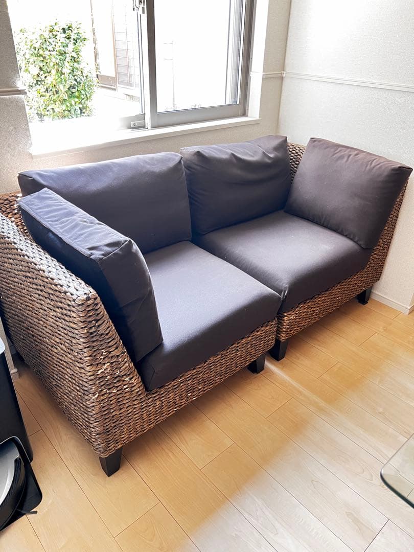 a.flat ラン・コンパクトソファ ウォーターヒヤシンス ソファ2脚セット①