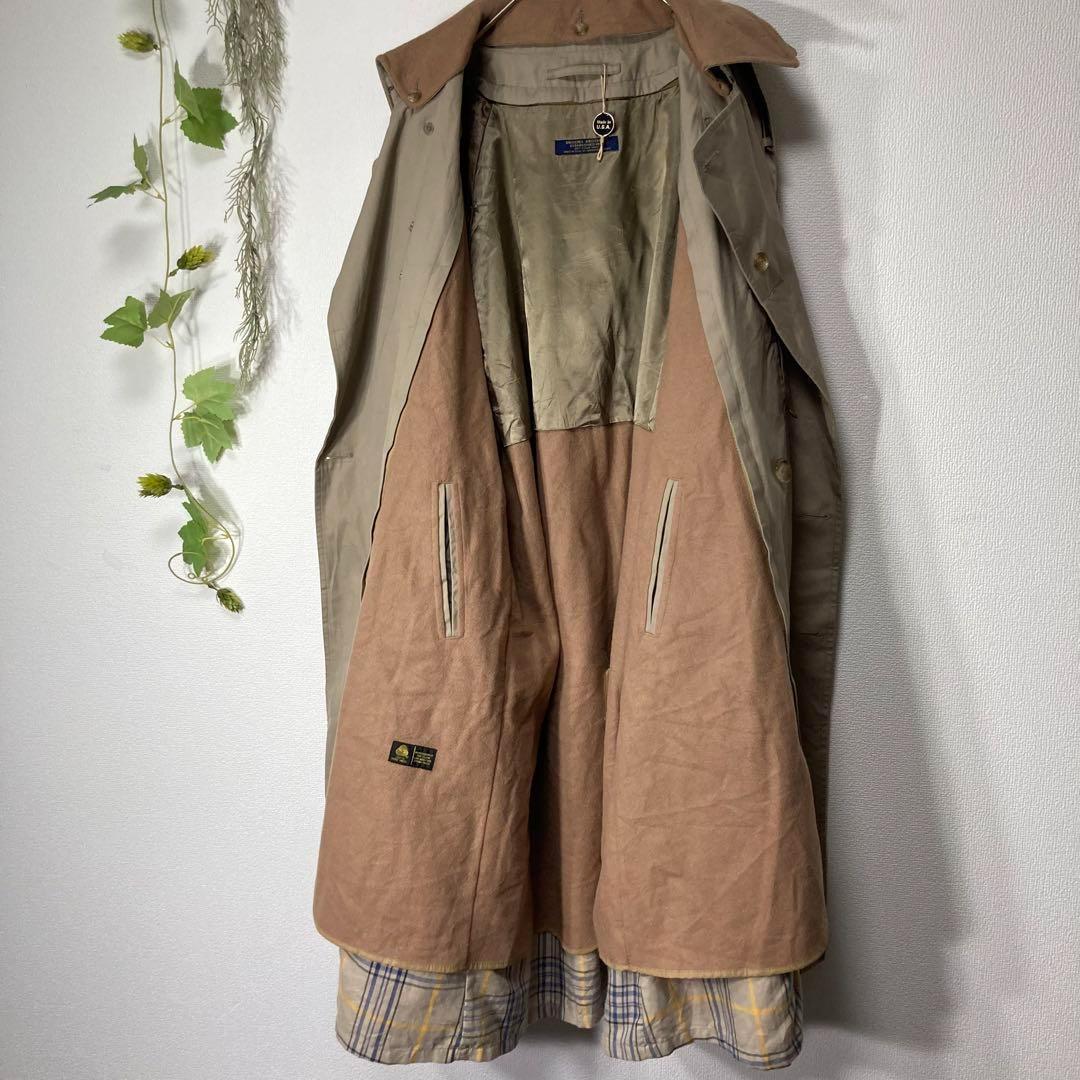 80s ブルックスブラザーズ トレンチコート　ウールライナー　裏地チェック柄