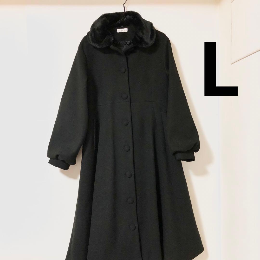 未使用品 青木美沙子 しまむら ロングコート 黒 Lサイズ ブラック
