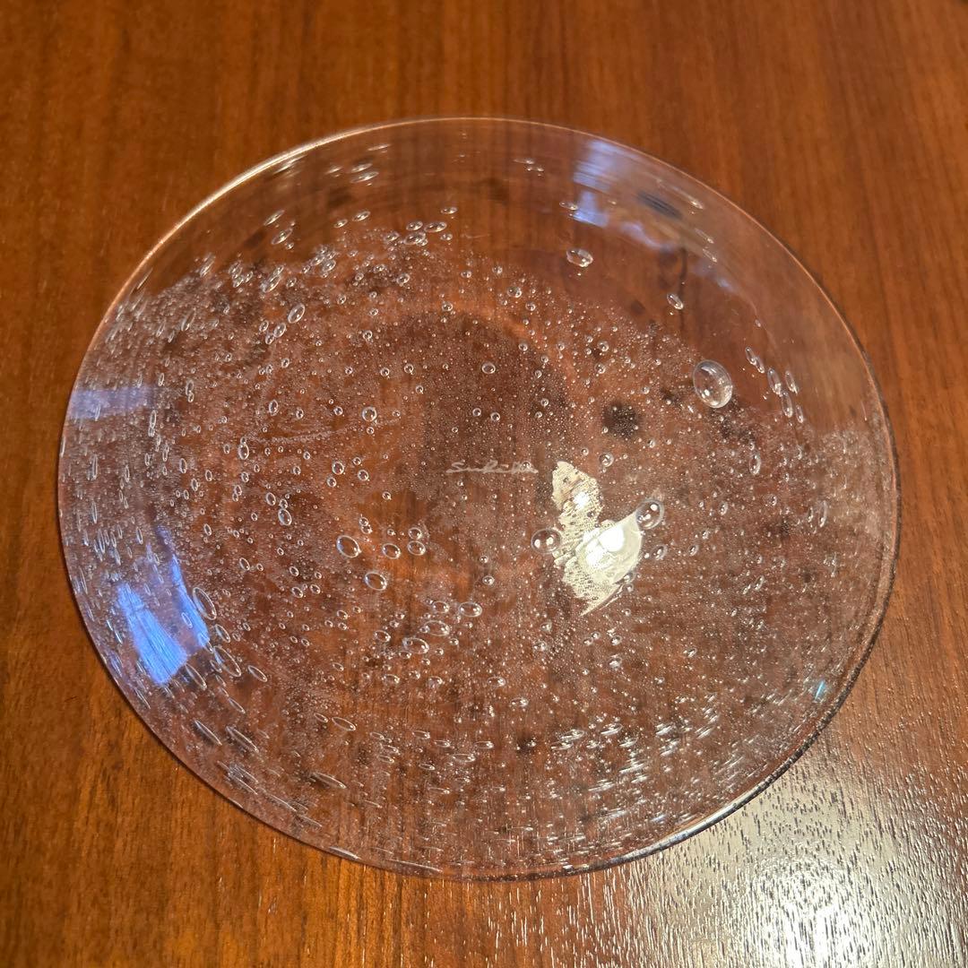 新品◆04荒川尚也　泡ガラスプレート　５枚セット　中皿