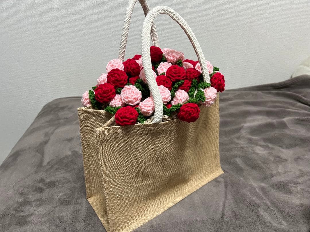 花束ブランケット　ブーケブランケット　ハンドメイド　バラ　直径約90cm