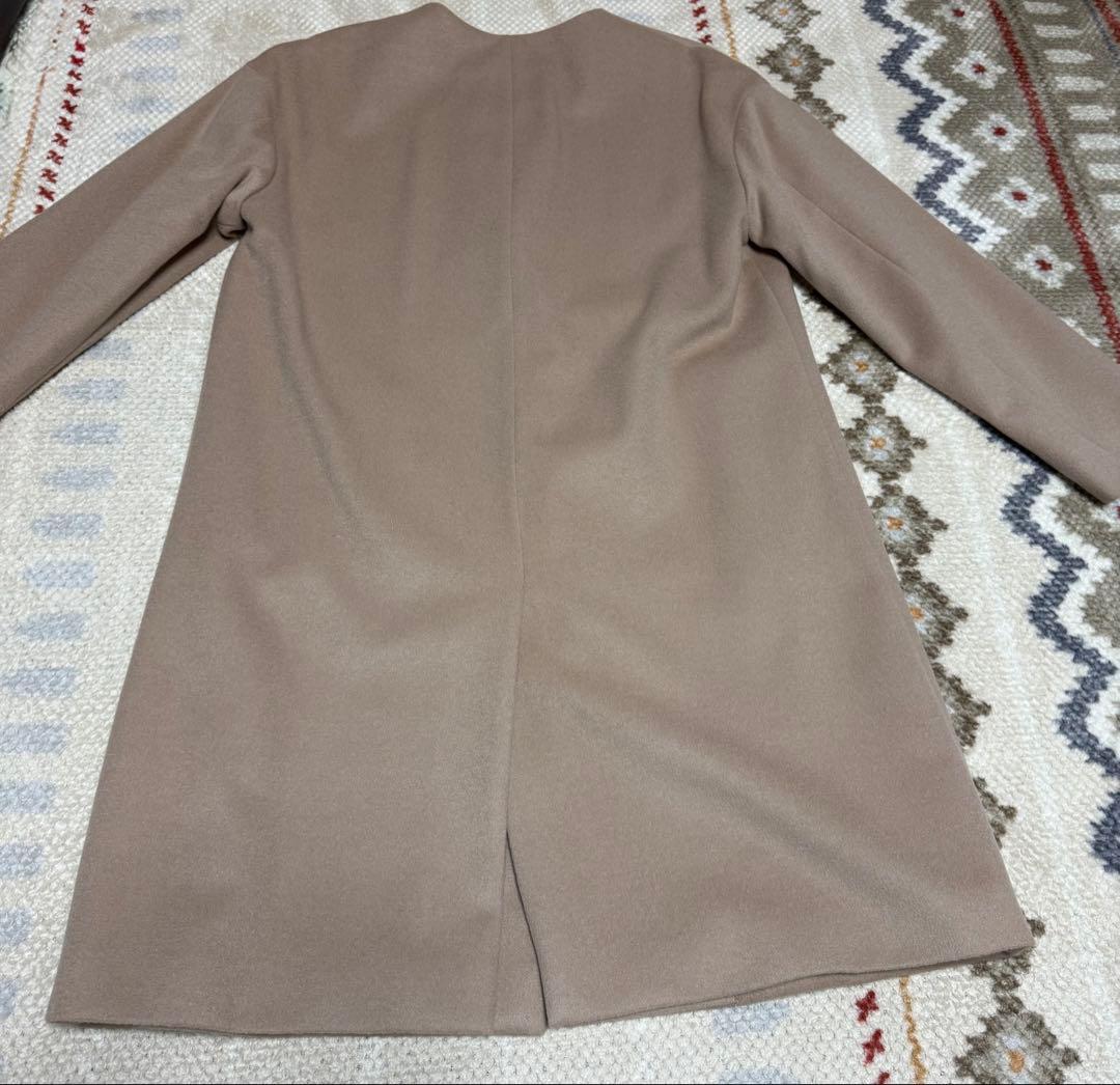 アンタイトルカシミヤベージュ ノーカラー コート☆美品☆