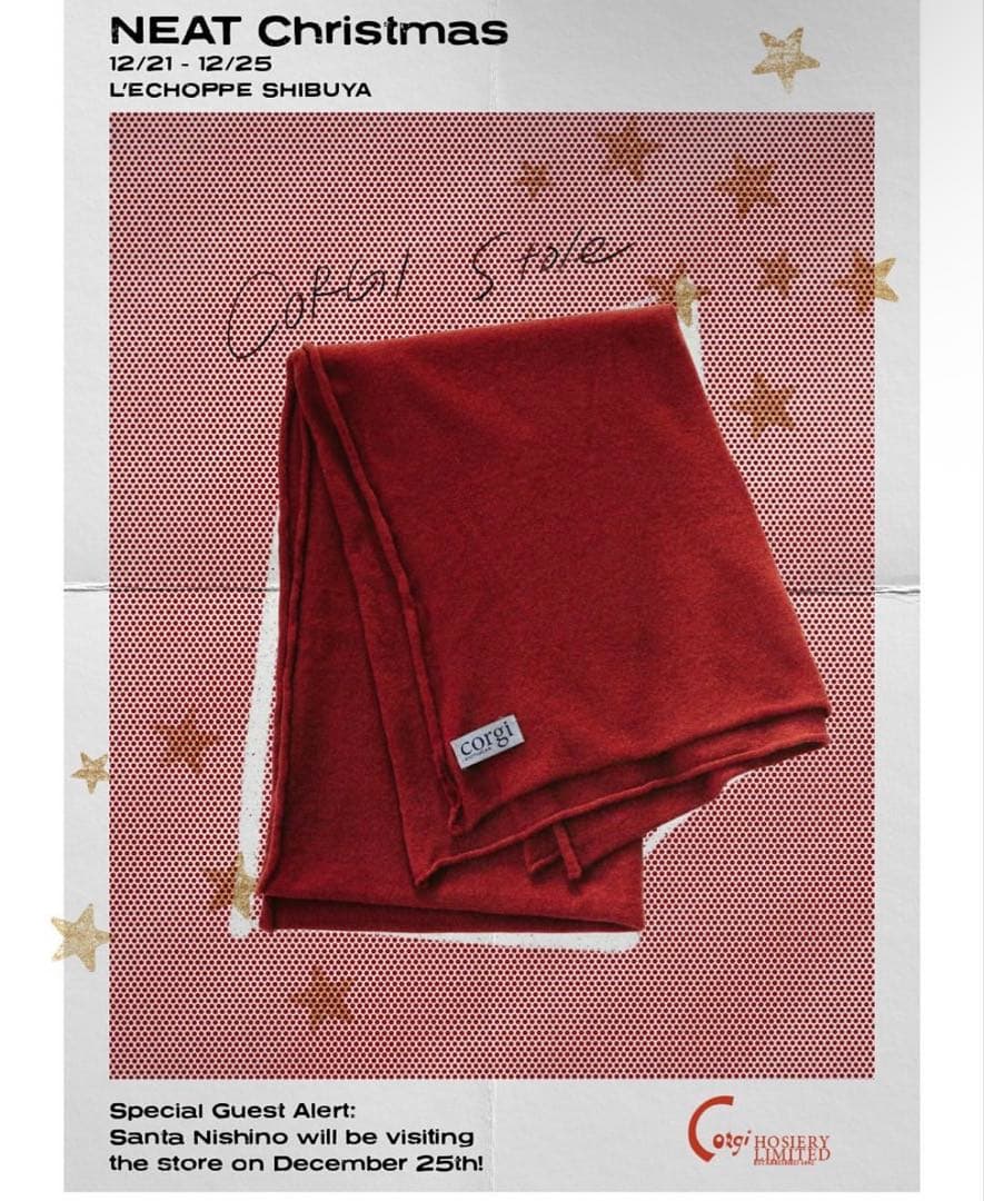 corgi / コーギー　別注 カシミア　マフラー　赤 レショップ