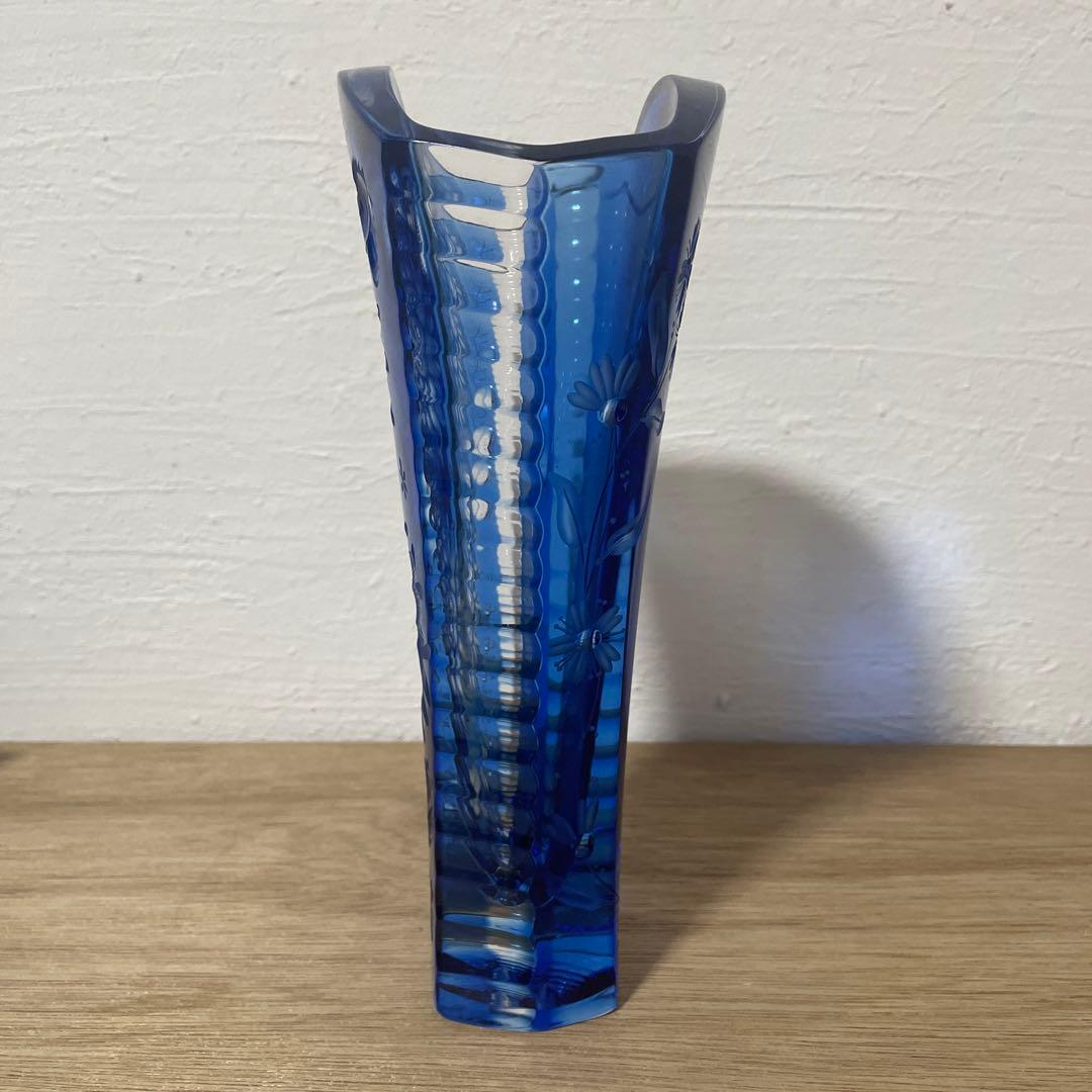 マイセン　クリスタル　フラワーベース　花瓶　ブルー