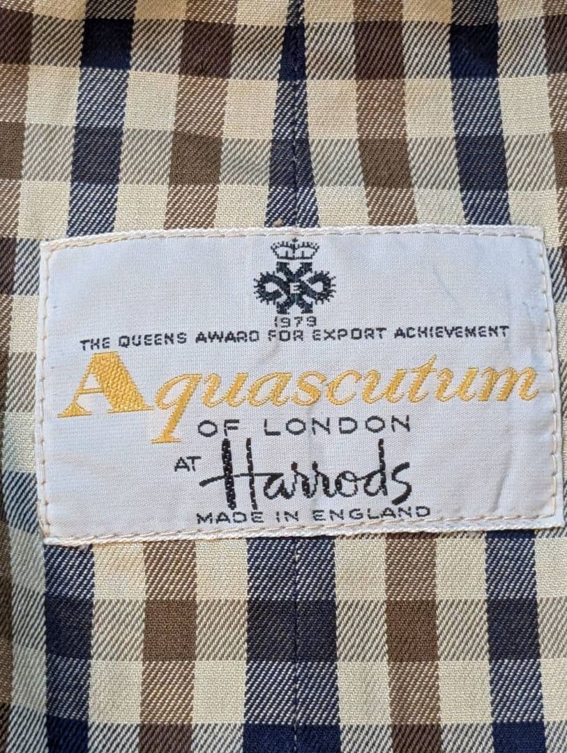 稀少モデル【×Harrods】80ｓ　アクアスキュータム　トレンチコート