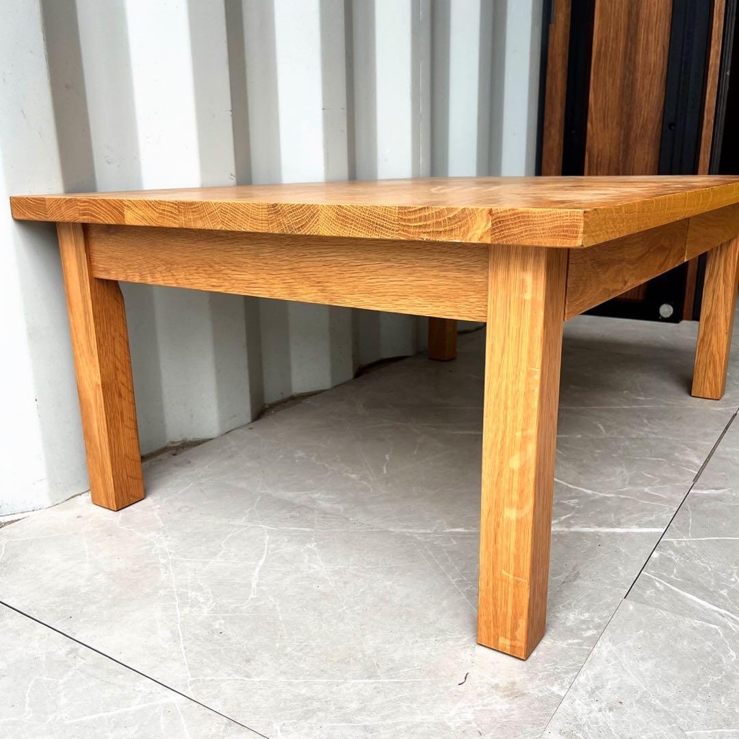 取付無料！無印良品 北欧風天然無垢材オーク ナチュラル引き出し付きローテーブル✨