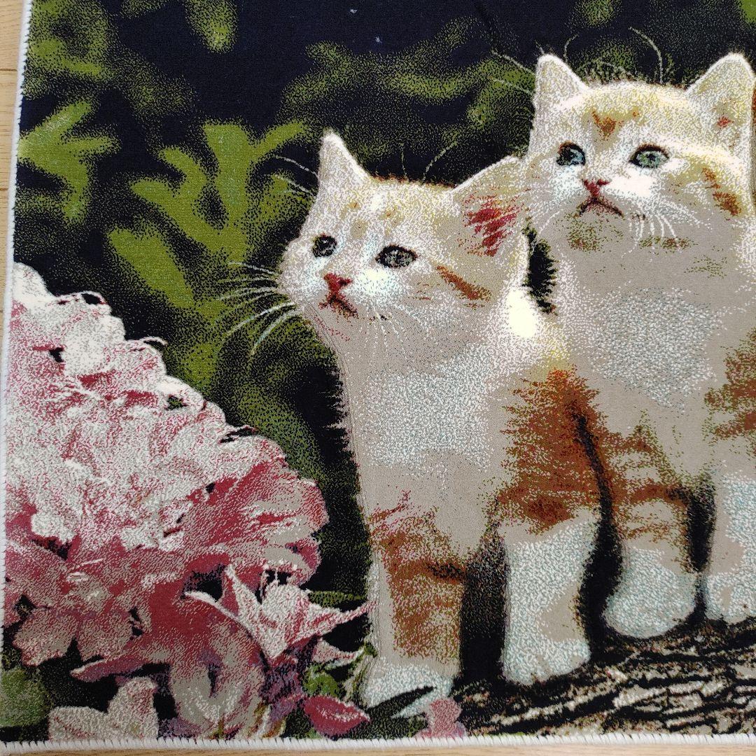 新品 機械織り ペルシャ絨毯 絵画絨毯 100x50 タペストリー 子猫