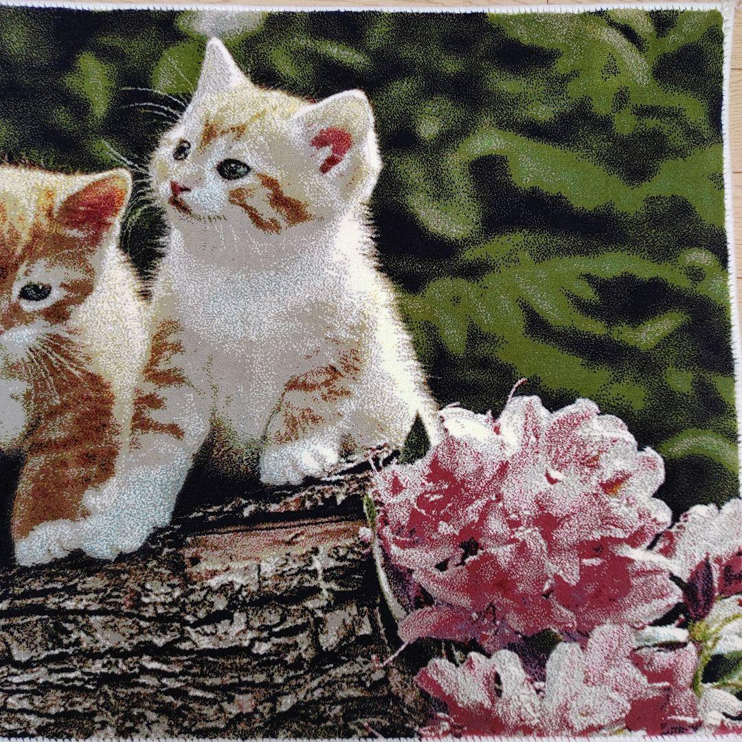 新品 機械織り ペルシャ絨毯 絵画絨毯 100x50 タペストリー 子猫